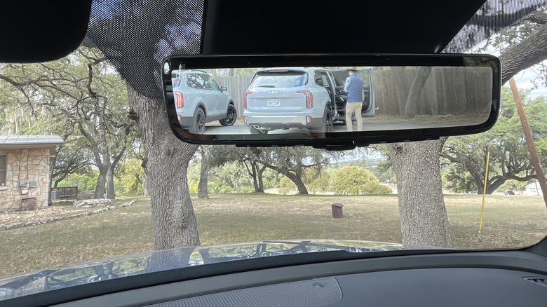 Widescreen camera view in rearview mirror
