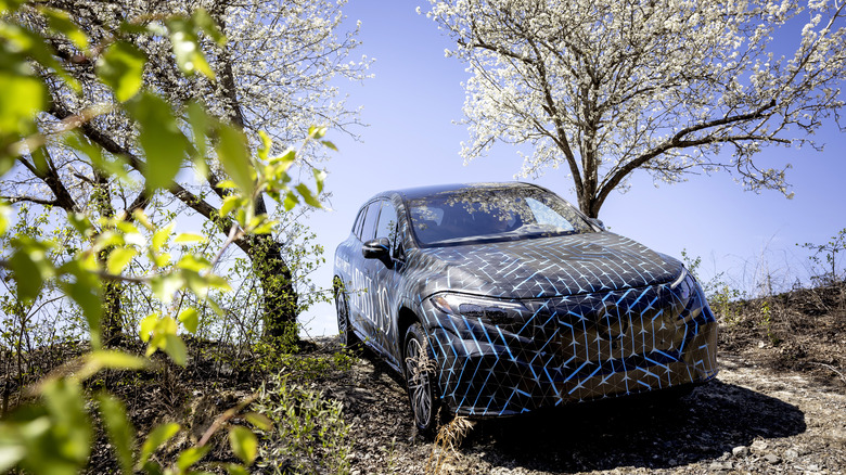 Mercedes-Benz EQS SUV Prototype in the woods