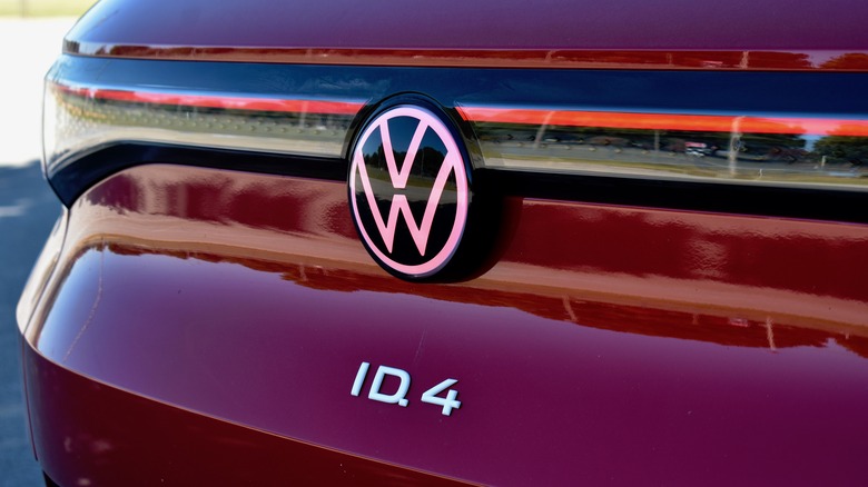 2023 Volkswagen ID.4 rear illuminated VW logo.