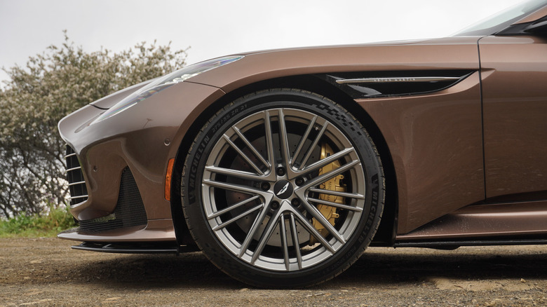 2024 Aston Martin DB12 Volante front wheel, tire, and brake detail