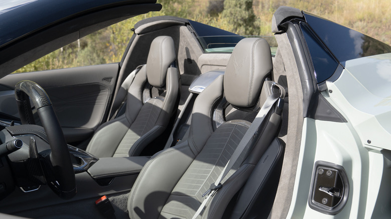 2024 Chevrolet Corvette E-Ray cockpit with convertible top retracted