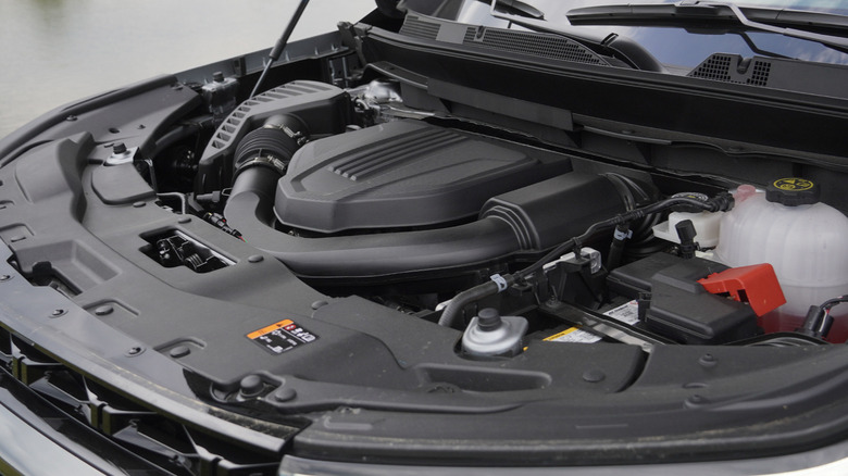 2024 Chevrolet Traverse engine bay with new 2.5-liter turbocharged inline-four