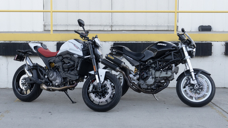 2024 Ducati Monster Plus and 2006 S2R 1000 side by side