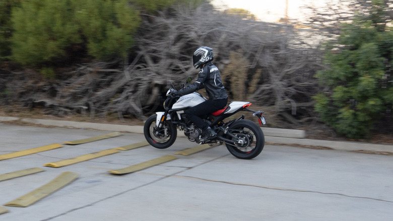 2024 Ducati Monster Plus going over speed bumps