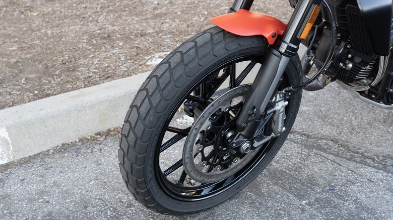 2024 Ducati Scrambler Full Throttle front wheel, tire, and brakes