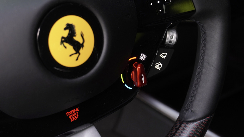 2024 Ferrari Purosangue steering wheel Manettino dial detail