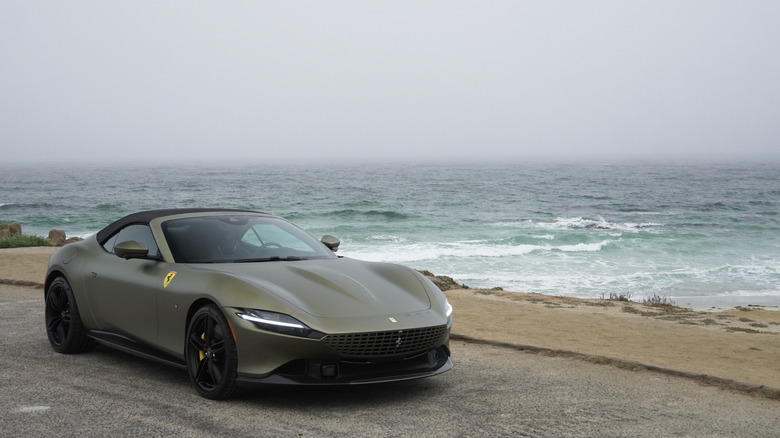 2024 Ferrari Roma Spider front three-quarters on the Monterey coast