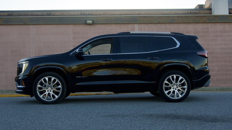 Side profile shot of a GMC Acadia