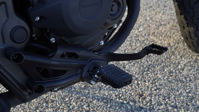 2024 Honda Rebel 500 foot peg and rear brake lever detail