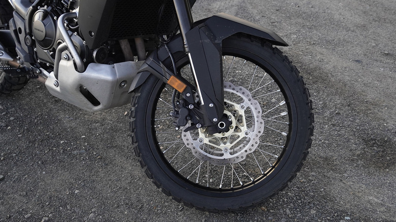 2024 Honda XL750 Transalp front wheel, tire, and brake detail