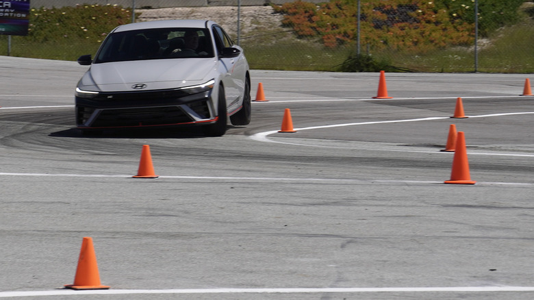 2024 Hyundai Elantra N autocross with one wheel in the air