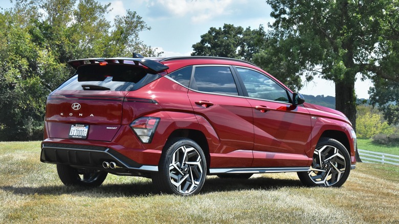 2024 Hyundai Kona N Line rear three quarter view.