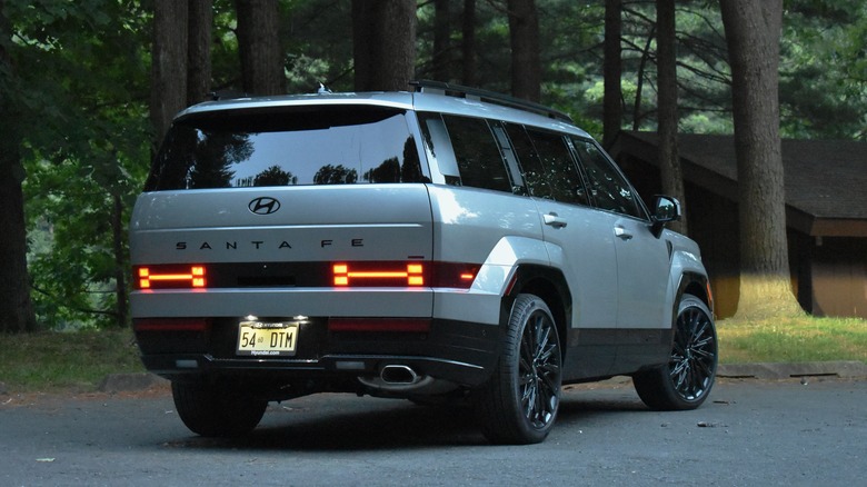 2024 Hyundai Santa Fe rear three quarter view.