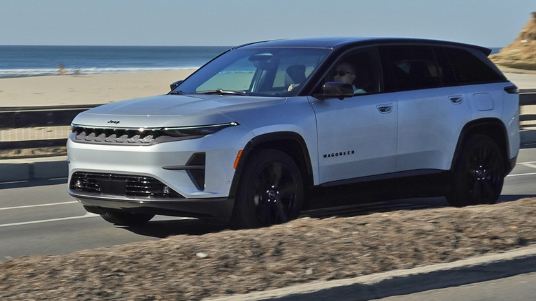 2024 Jeep Wagoneer S EV driving by beach in San Diego