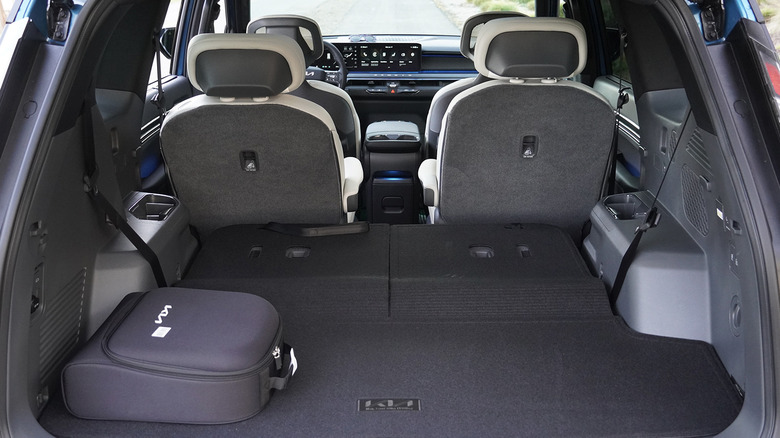 Kia EV9 rear cargo space with third row folded