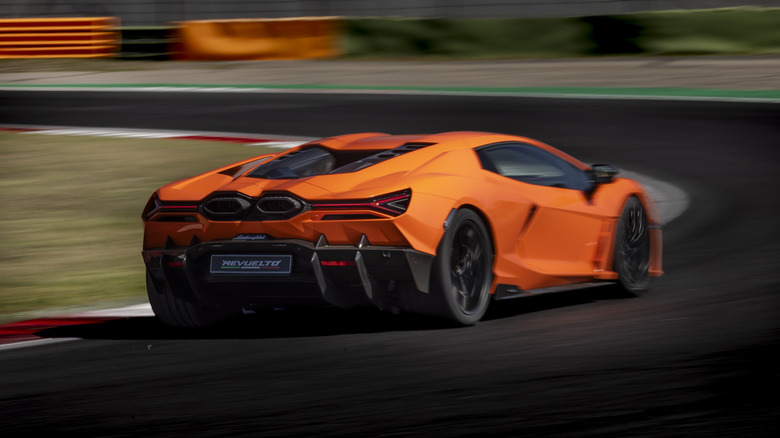 An orange Lamborghini Revuelto