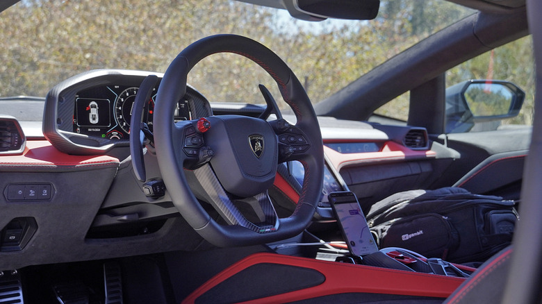 2024 Lamborghini Revuelto steering wheel and dash detail