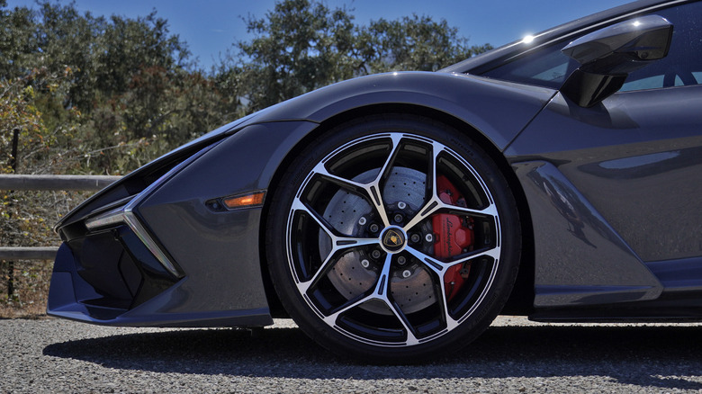 2024 Lamborghini Revuelto front wheel, tire, and brake detail