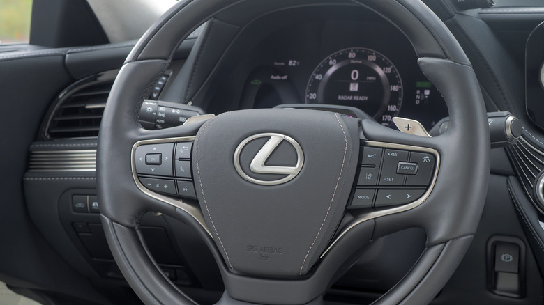 2024 Lexus LS 500 steering wheel closeup