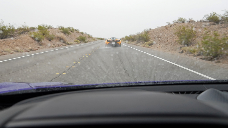 McLaren 750S chasing in the rain