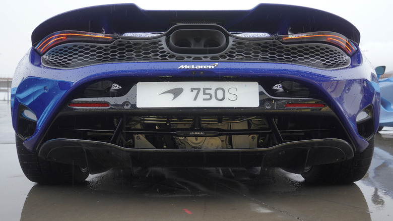 McLaren 750S tail end with transaxle and engine visible