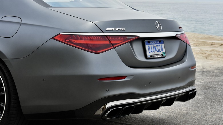 2024 Mercedes-AMG S63 E Performance rear view.