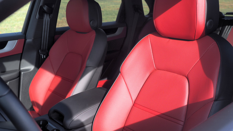 2024 Porsche Cayenne E-Hybrid red leather front seats