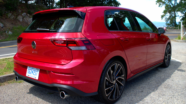 2024 Volkswagen Golf GTI 2.0T Autobahn parked right-rear three-quarter view