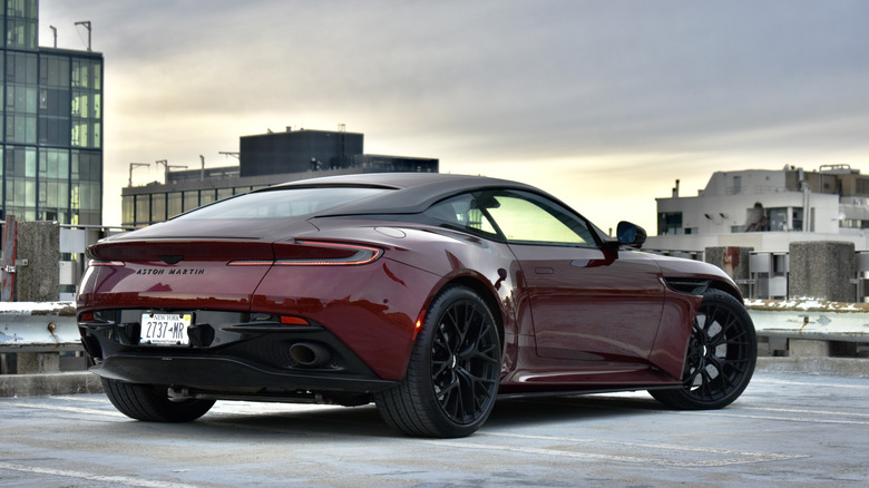 2025 Aston Martin DB12 rear three quarter view.