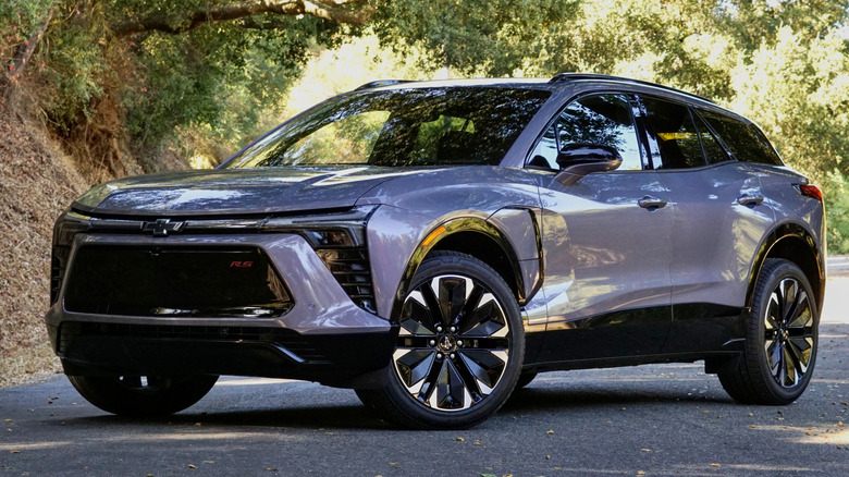 Chevrolet Blazer EV parked on a mountain road