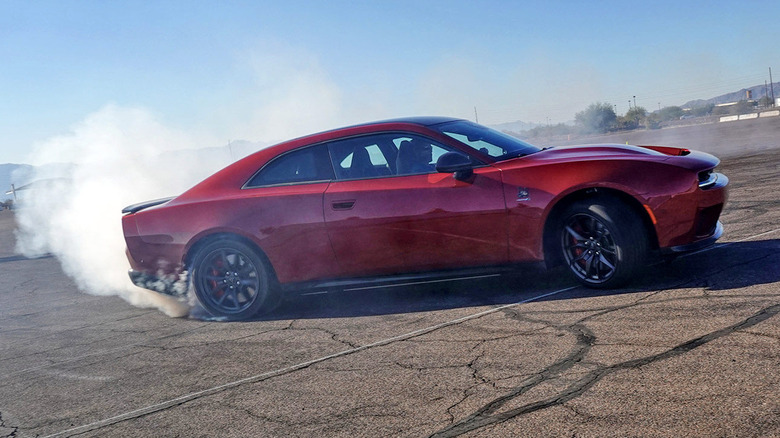 2025 Dodge Charger Daytona Scat Pack drifting at Radford Racing School