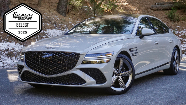 2025 Genesis G80 parked in the mountains