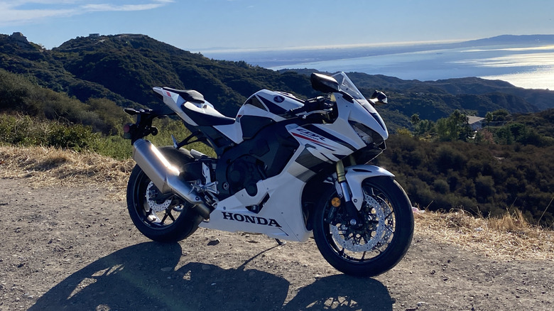 2025 Honda CBR1000RR parked on stunt road