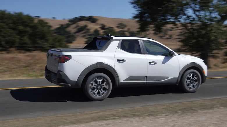 2025 Hyundai Santa Cruz driving on road in Southern California