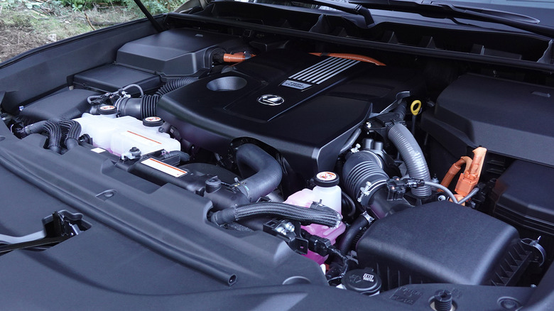 2025 Lexus LX 700h Overtrail engine bay with hybrid system