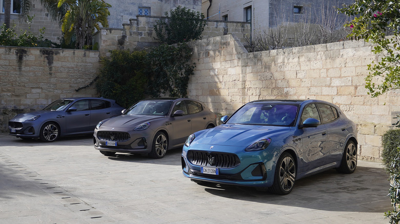 Maserati Grecale Folgore lineup in Puglia, Italy