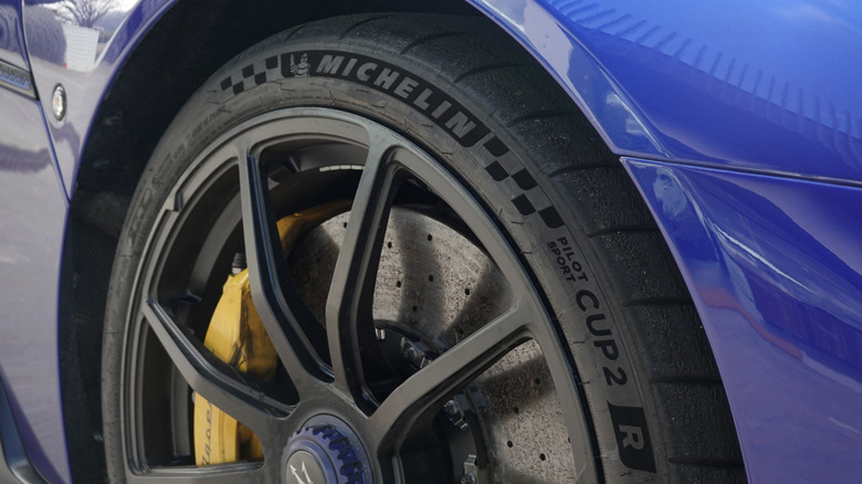 2025 Maserati GT2 Stradale front tire and brake detail