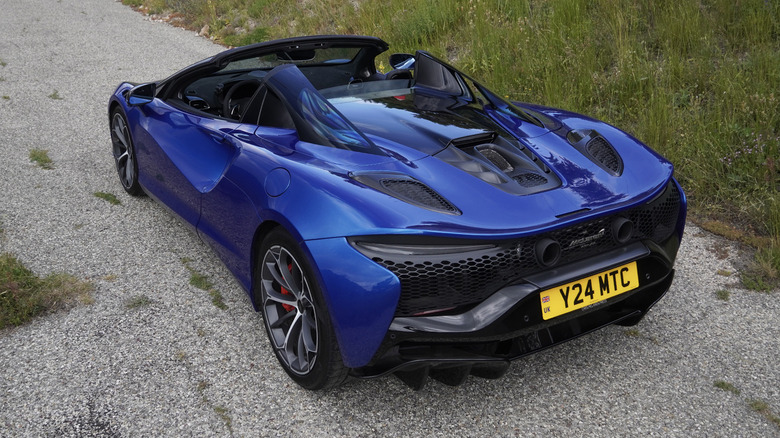 2025 McLaren Artura Spider rear three quarters from above