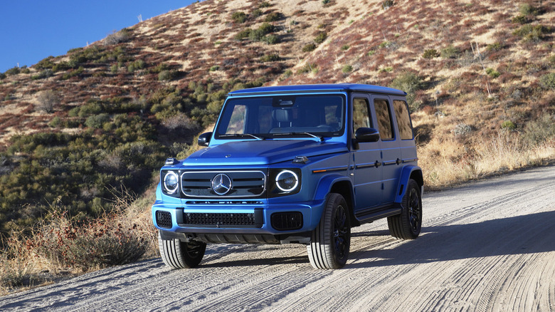 2025 Mercedes-Benz G 580 with EQ Technology front three-quarters off-roading