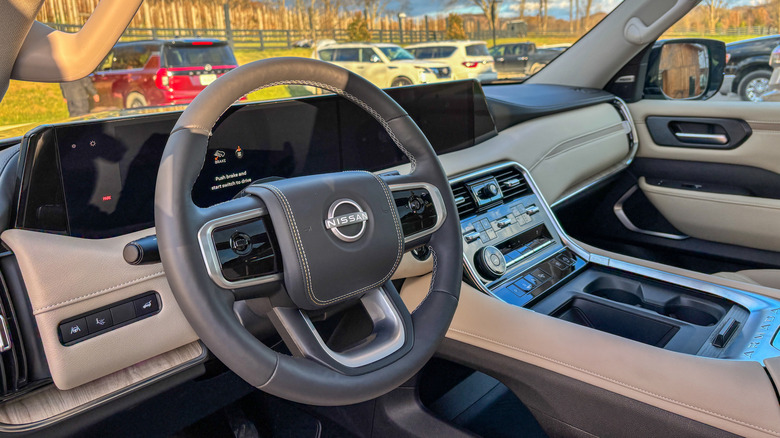 2025 Nissan Armada Platinum dashboard and steering wheel