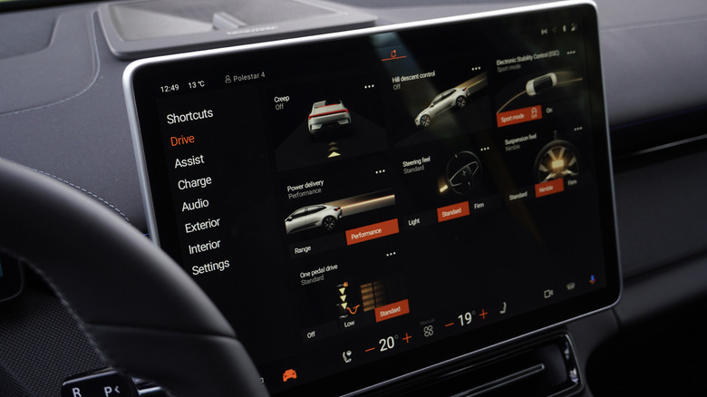 2025 Polestar 4 drive modes on touchscreen