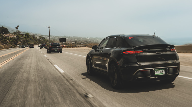 A prototype Porsche Macan electric in camouflage