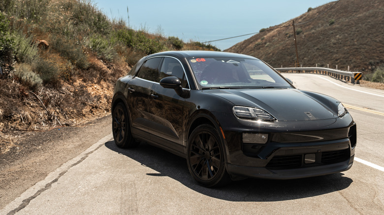 A prototype Porsche Macan electric in camouflage