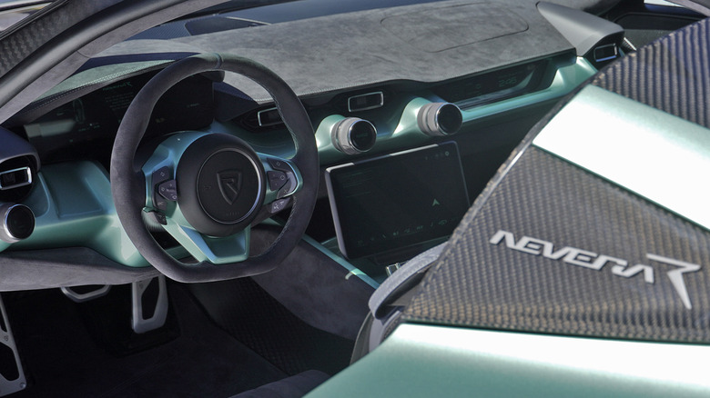 2025 Rimac Nevera R cockpit and logo detail