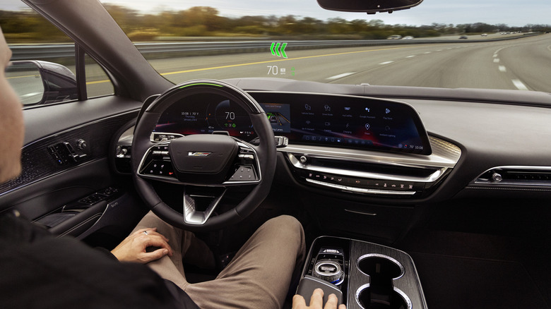 2026 Cadillac Lyriq-V dashboard in Super Cruise mode