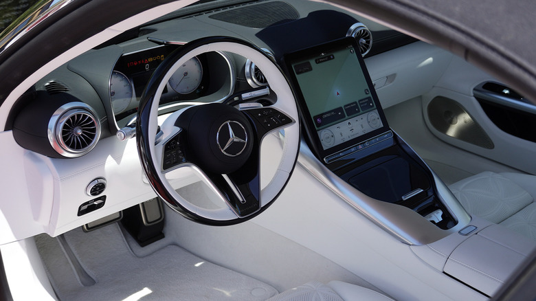 2026 Mercedes-Maybach SL 680 Monogram Series steering wheel and dash detail