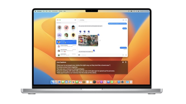 Live captions feature on macOS Ventura