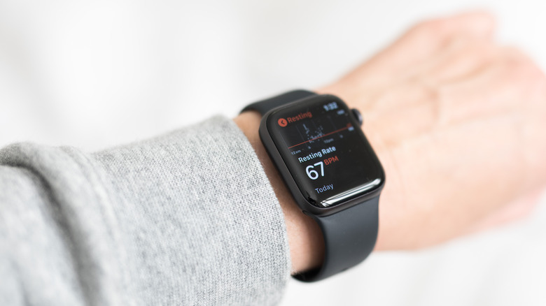 Apple Watch displaying resting heart rate