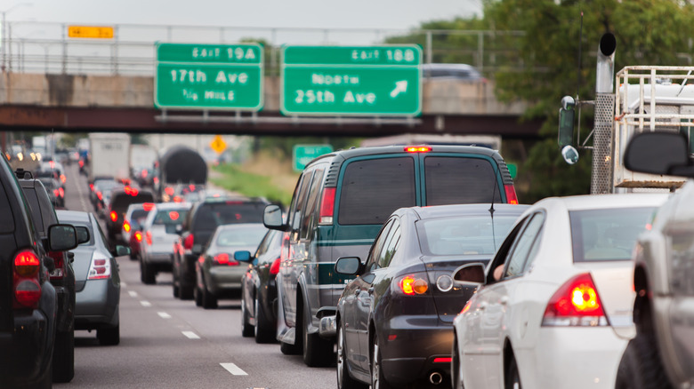 Cars in traffic jam