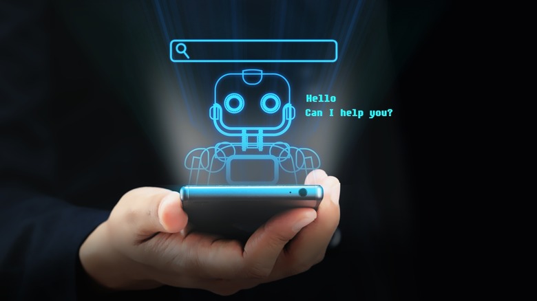 person interacting with AI bot on a smartphone